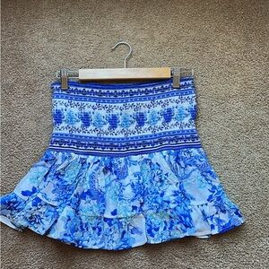 Camilla Blue & White Mini Ruffle Skirt